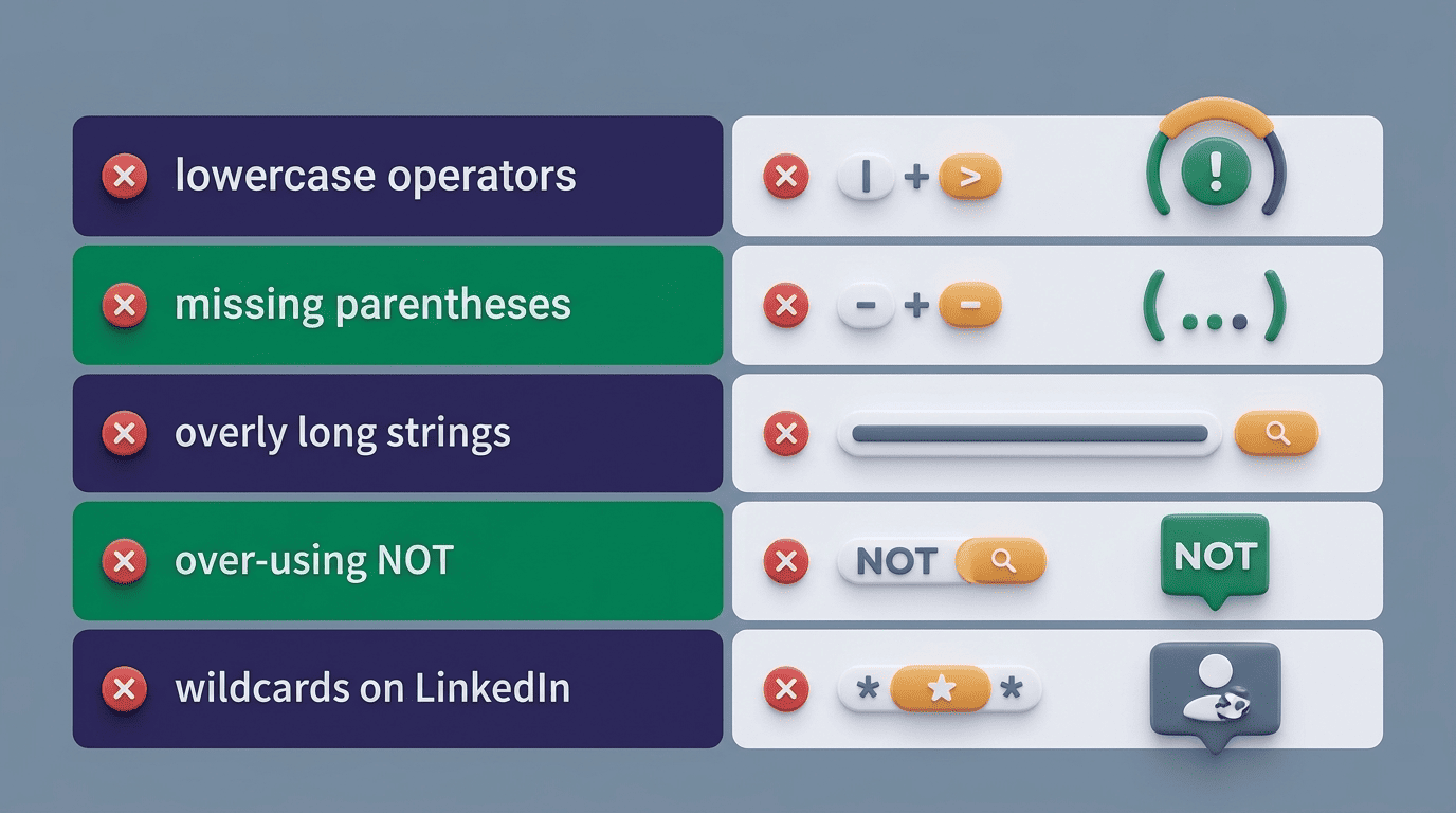 Checklist of five common boolean search mistakes recruiters make